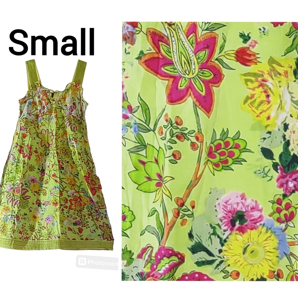 Small Floral cotton sundress KAS DESIGNS lime green